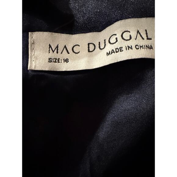 Mac Duggal Midnight Blue Beaded Belt Long Sleeve A-Line Gown Size 16 $598 - Picture 5 of 7